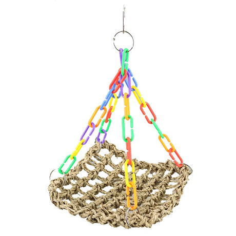 Parrot Swing Toys Parrots Cage Hanging Foraging Chew Bird Toy Seagrass Mat Colorful Parts For Exercise Birds Cage Accessories