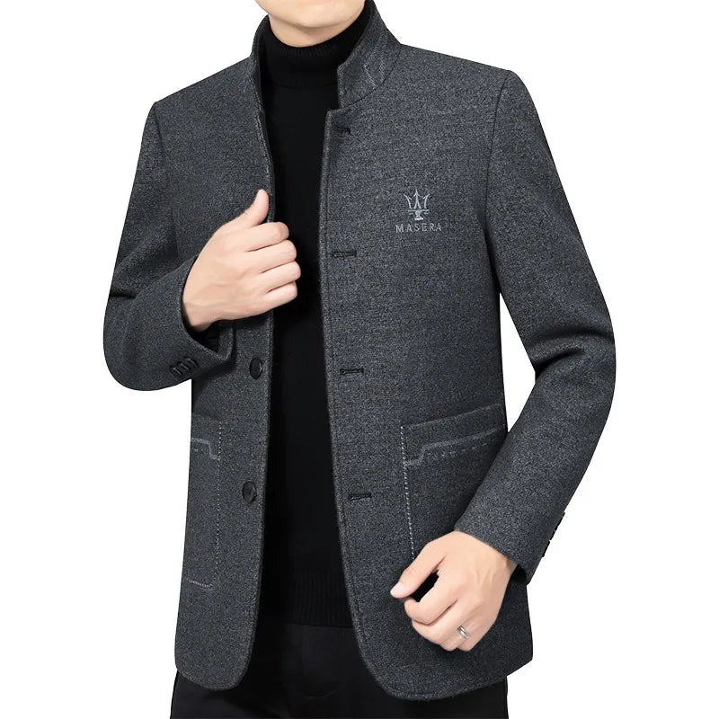 Men Business Casual Woolen Blazers Jackets Wool Suits Coats New Fashion Male Cashmere High Quality Slim Blazers Jackets Coats 4X