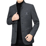 Men Business Casual Woolen Blazers Jackets Wool Suits Coats New Fashion Male Cashmere High Quality Slim Blazers Jackets Coats 4X