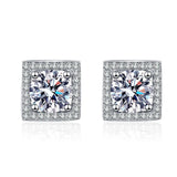 925 Sterling Silver 0.5/1 Carat Moissanite Square Earrings Men's and Women's Couple Models Fashion Trend Design Sense High-End L