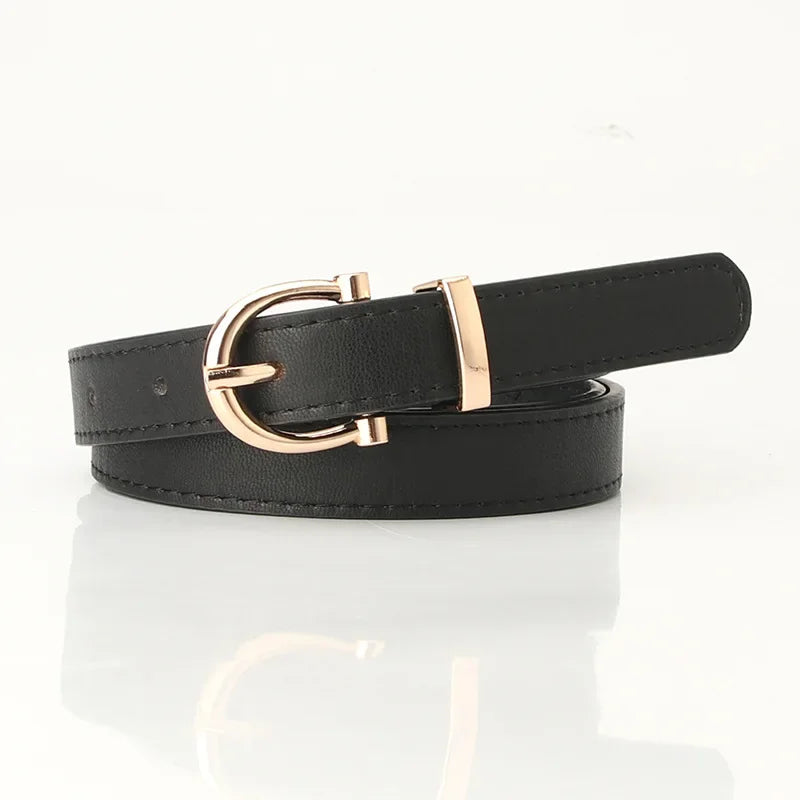 2023 Women Belts New PU Leather Simple Metal Buckle Belt Girls Dress Jean Pants Waistband Belts for Lady Luxury Designer Brand