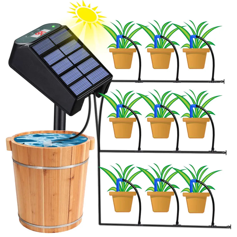 Garden Mini Solar Timer Watering System Solar Powered Automatic Irrigation Kit for Balcony Potted Plants Drip Equipment Fittings