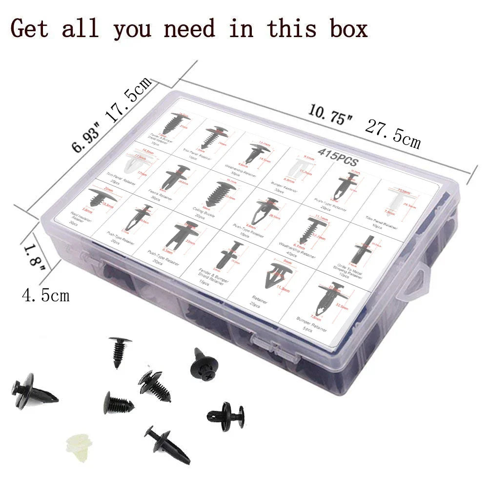 Car Plastic Fastener Clips Set with Box Mixed Auto Body Push Retainer Pin Rivet Bumper Door Trim Panel Fastener Clip Kit