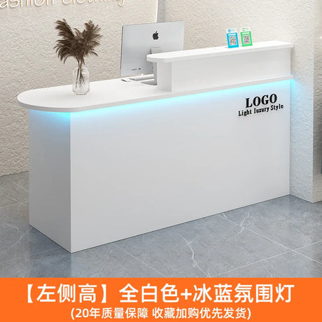 White Stylish Reception Desks Corner Light Bar Office Checkout Reception Desks Beauty Salon Mostrador Commercial Furniture