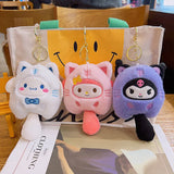 Sanrio Plush Keychain Kawaii Hello Kitty Kuromi My Melody Cinnamoroll Anime Cartoon Cute Cats 키링 Girl Plush Toys Christmas Gifts