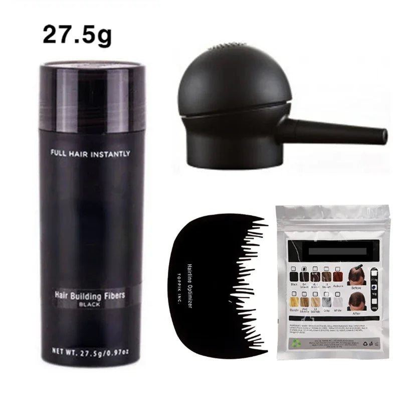 27.5g Growth Protein Keratin Fiber Hair Styling Powder Spray Applicator Hair Fiber Dye Color Human Hair Extension