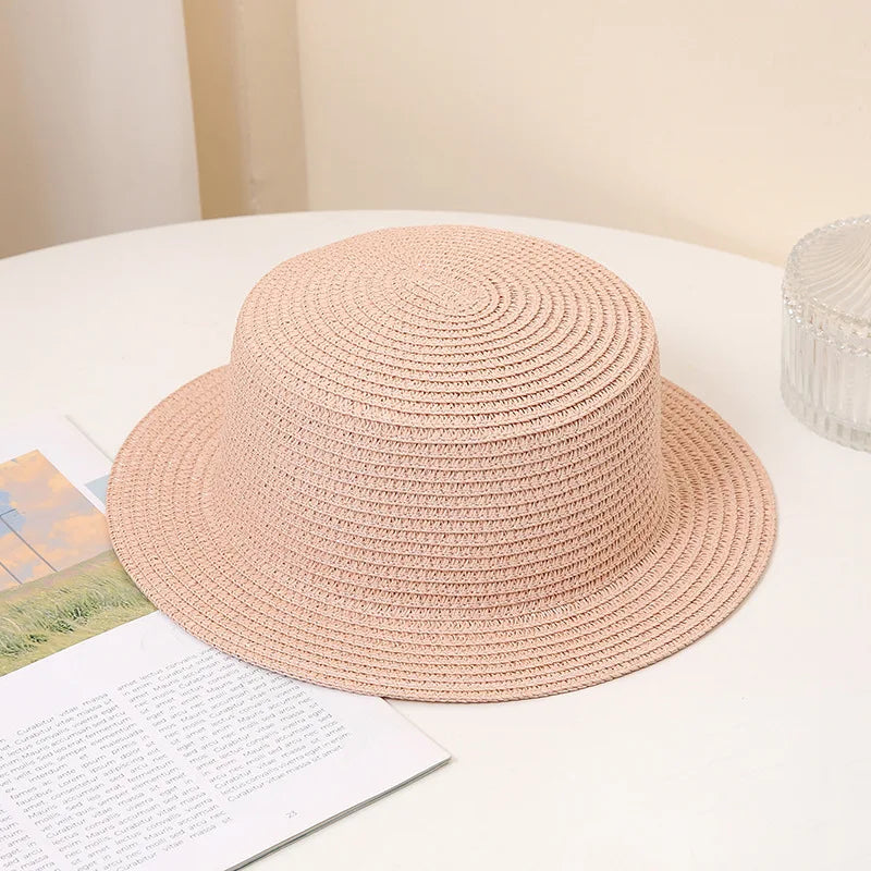 Summer Fashion Versatile Men's Women's Straw Hat Flat Top Fashion Sunscreen Foldable Fedora Beach Tourism Straw Hat Children