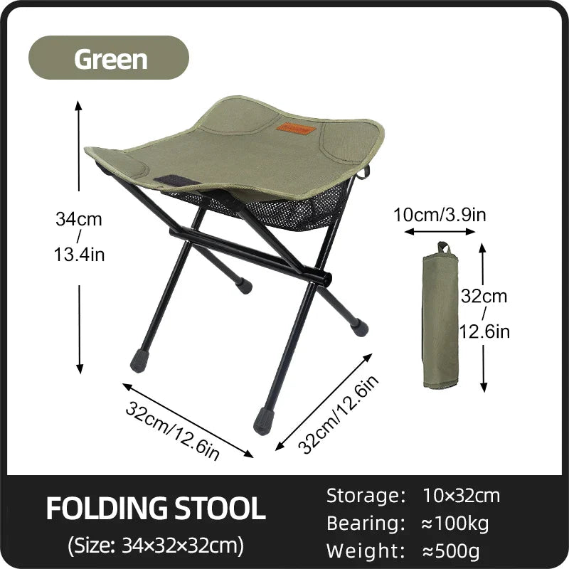 PACOONE Camping Portable Folding Stools Ultralight Aluminium Alloy Storage Chair  MIni Fishing Chair Picnic Lighweight Furniture