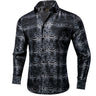 Luxury Silk Polyester Casual Shirts for Men Long Sleeve Blouse Prom Tuxedo Formal Purple Paisley Designer Men Clothing