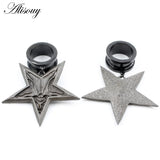 Alisouy 1PC Stainless Steel Water Drop Stone Star Moon Sword Skull Bees Dangle Earring Ear Gauge Plug Tunnel Expander Stretcher