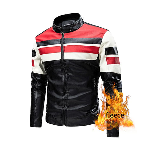 Men's Motorcycle Leather Jacket 2022 Brand New Casual Warm Fleece Biker Bomber PU Jacket Male Windproof Winter Vintage Overcoat