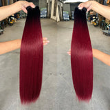 Straight Hair Bundles Extensions Smooth Ombre Hair Weaving 36Inch Super Long Synthetic Straight Hair Bundles Full to End