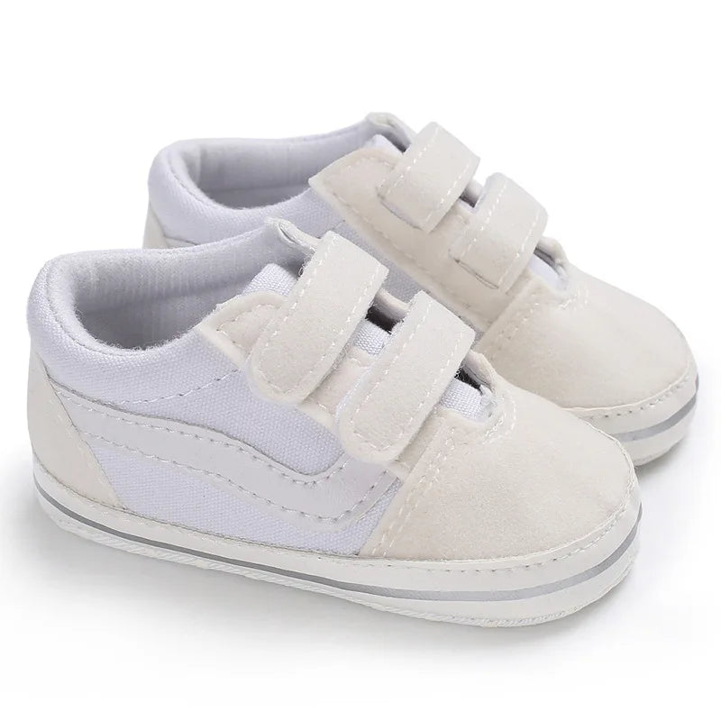 Lovely Newborn Baby Girl Boy Soft Sole Shoe Anti Slip Canvas Sneaker Trainers Prewalker Black White  0-18M