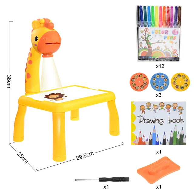 Kids Painting Board Toys Children LED Projector Art Painting Table Desk Arts Toy  Educational Learning Paint Tool Toy For Girl