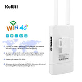 KuWFi 4g Outdoor Wifi Router With Sim Card Slot 150Mbps CAT4 LTE Routers All Weather Wifi Outside Booster Extender for IP Camera