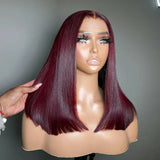 13x4 Lace Burgundy Short Bob Wig Human Hair Lace Front Wig Brown Straight Short Bob Wigs Color #99J For Woman Bob Wig Human Hair