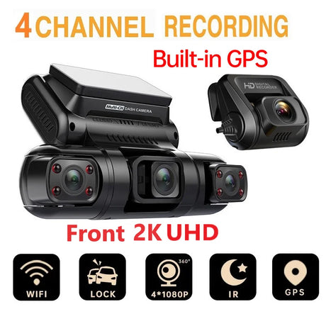 Mini Hidden Dash Cam 4 Lens 360° Full HD For Car DVR Auto Video Recorder Night Vision WiFi GPS 24H Parking Monitor Support 256G