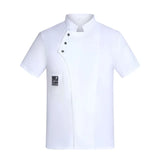 Men's Chef Jacket Short Sleeve Kitchen Clothes White Restaurant Waiter Uniform Food Catering Cook Coat Bakery Cafe Workwear