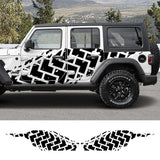 For Jeep Wrangler JK JL TJ YJ 2PCS Car Door Stickers Graphics Tire Tread Imprint Vinyl Film Decals Auto Body Tuning Accessories