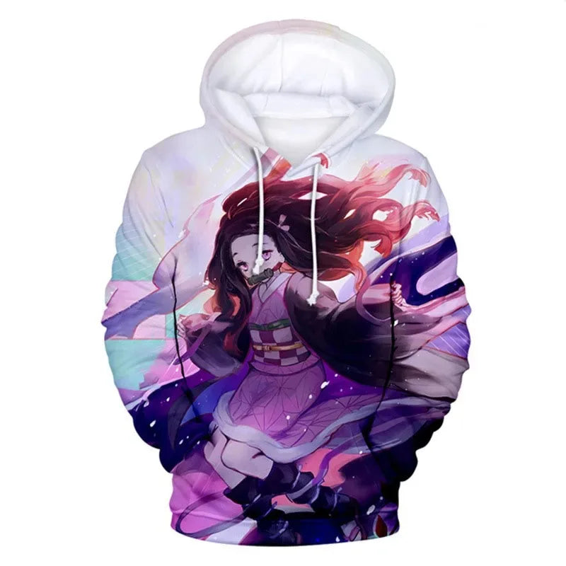 Anime Demon Slayer Hoodies Kamado Nezuko 3D Print Men Women Plus Size Pullover Hooded Sweatshirts Streetwear Tops Clothing