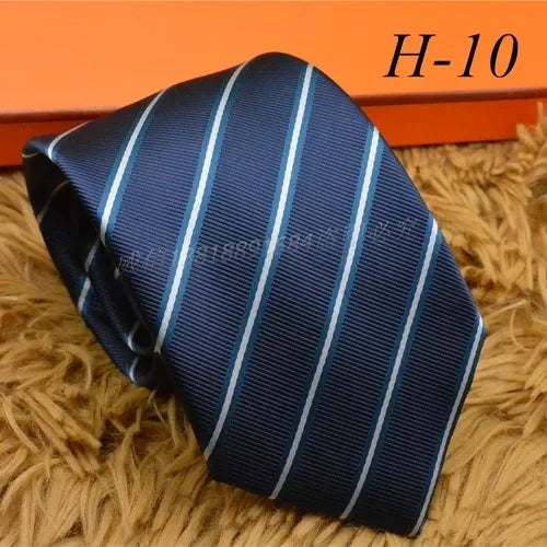 2024 new H Family 100% Silk Tie Creative Stripe Gift for Work Wedding 8cm Suit Accessories necktie  bowties  collared shirt