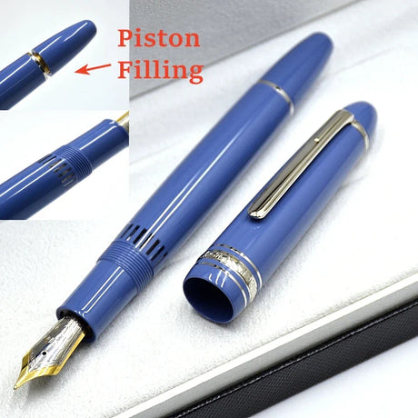 New Luxury Msk-149 Piston Filling Classic Fountain Pen MB 4810 Nib Black & Blue Resin Office Writing Ink Pens With Serial Number