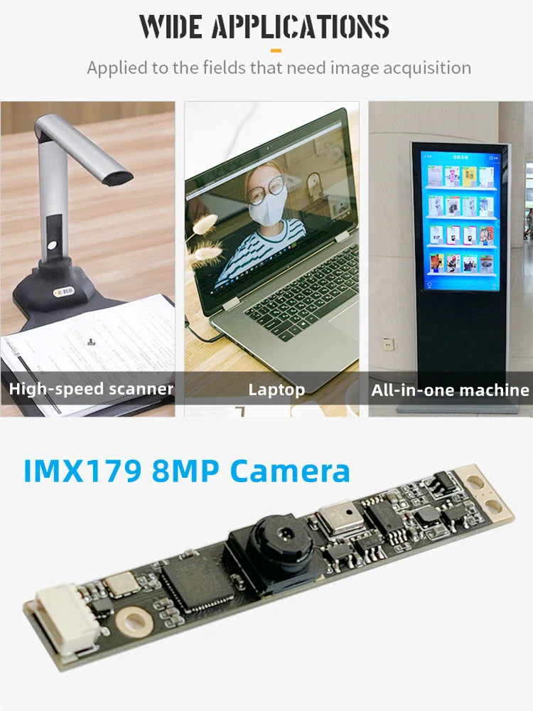 3264*2488 high resolution 8MP Fixedfocus IMX179 Sensor USB Camera Module PCB UVC Plug and Play Webcam Board for Windows