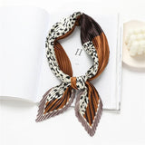 2023 Brand Crinkle Scarf Women Silk Satin Square Neck Tie Hand  Wirst Female Headscarves Bandana Shawl  Leopard Hair Foulard