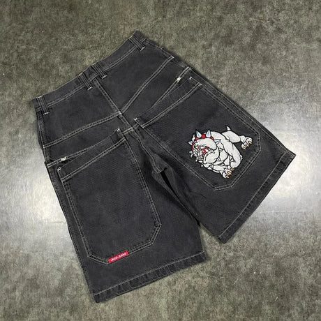 Y2K Hip Hop JNCO baggy jeans Denim Shorts vintage pattern Men Women Summer New Harajuku Gothic Men Basketball Shorts Streetwear