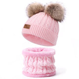 Baby Warm Winter Hats Scarf Gloves 3pcs Set Kids Toddler Bonnet Cute Pompom Knitted Hats Outdoor Warm Infant Accessories 1-5Y