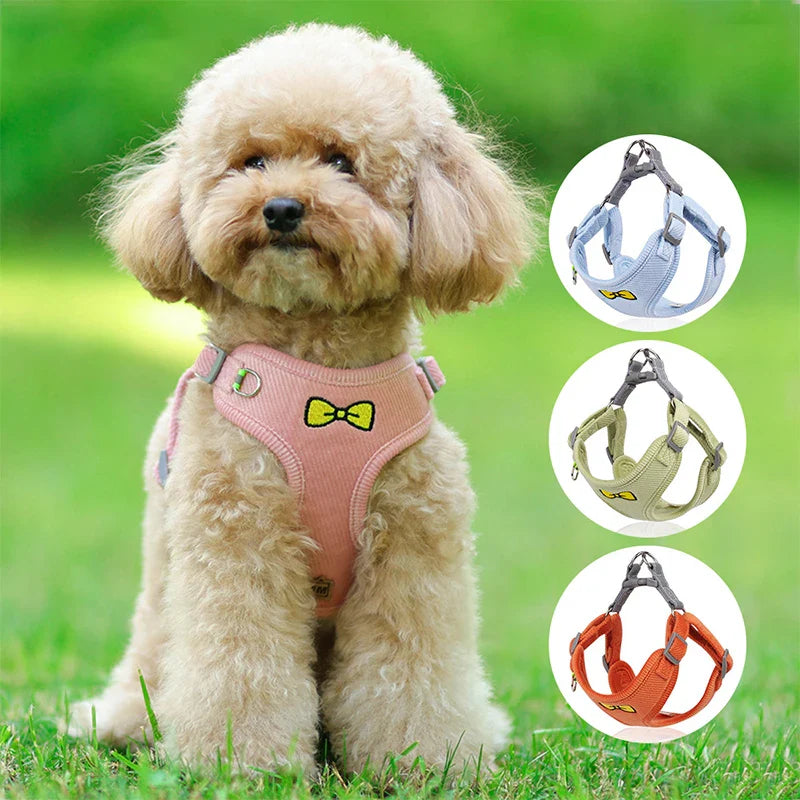 Dog Harness Dog Leash Reflective Puppy Harness Collar Adjustable Pet Harness Vest For Small Dogs Outdoor Walking Dog Accessories