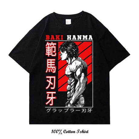 Grappler Baki kyokudai taikai Graphic Print T Shirt Harajuku Vintage Short Sleeve Plus Size Cotton Crew Neck T Shirt Women Men