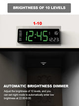 16inch Digital Wall Clock Large LED Alarm Clock Remote Control Date Week Temperature Clock Dual Alarms LED Display Clock