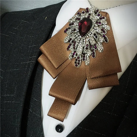 Men's Bow Tie Corsage Pocket Towel Sets British Korean Dress Suit Jewelry Luxury Rhinestones Men Wedding Accessories 3 Piece Set