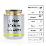 Long Working Distance Infinity Plan Objective Lens 2.5X 5X 10X 20X 50X 100X Metallurgical Microscope Accessory Parts Lens