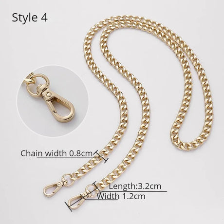 Golden Bag Chain Accessories Metal Extension Chains Underarm Crossbody Shoulder Belt Replacement Bags Strap For Women's Bag