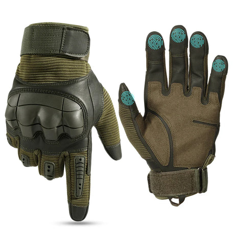 Full Finger Tactical Army Gloves Military Paintball Shooting Airsoft PU Leather Touch Screen Rubber Protective Gear Women Men