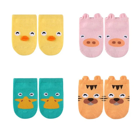 4Pairs/lot Cute Cartoon Non-slip Baby Socks Newborn Toddler Animal Design Kids Boy Girls Socks 0-4 Years