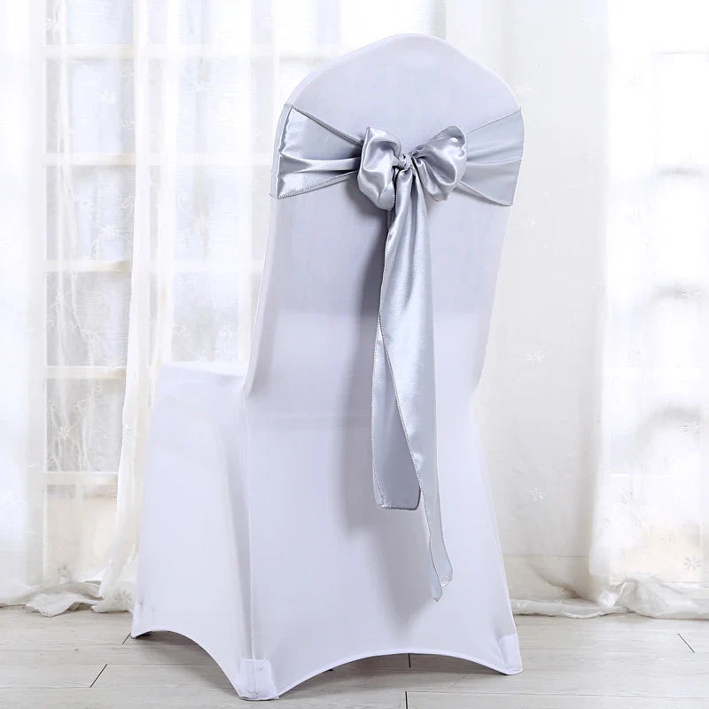 10/50/100pcs Satin Chair Sashes Wedding Chair Bow Knot Ribbon Tie For Party Hotel Event Banquet Birthday Decoration