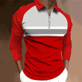 Men Long Sleev Fashion Zipper Polo Shirt , Men Casual Sport Lapel Tops Polo Shirt .