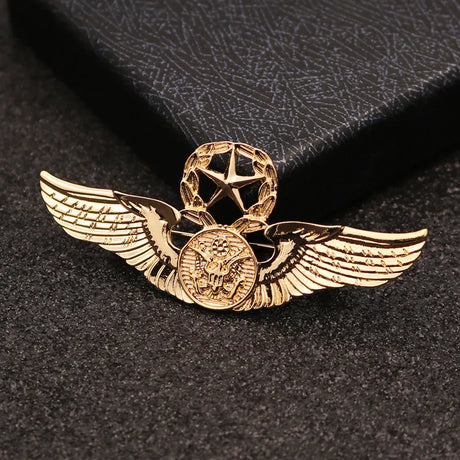 Classic Men Brooches Vintage WWII USAF Wings Military Command Pilot Metal Wings Metal Badge Pin Army Fans Nostalgic souvenirs