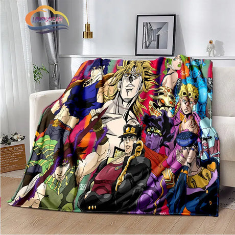 Anime JoJo's Bizarre Adventure Stone Ocean flannel Blanket Throw blanket Warm Sofa bed  children and girls Gift s