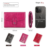 Contact'S Genuine Leather ID Credit Cards Holder Wallets Small Wallet Women Rose Fashion Hasp Trifold Purse with Coin Pocket