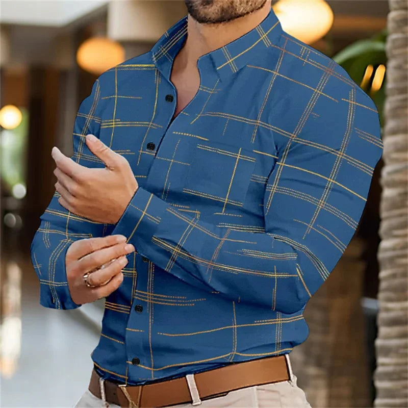 Summer Men's Shirt Long Sleeve XS-6XL Fashionable Lapel Single Breasted Cardigan Real Pockets Hawaiian Casual Men's Shirt 2024