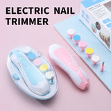 1/2PCS 6-piece Electric Nail Polisher Baby Blue Powder Electric Nail Clipper Baby Nail Clipper Manicure Set Newborns Care Tools