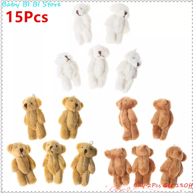 15Pcs/10/5Pcs Kawaii Small Bears Plush Soft Toys Pearl Velvet Dolls Gifts Mini Teddy Bear for Key Ring Girl Gift Women Favorite