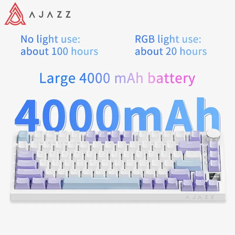 Ajazz Ak820 RGB Tri-Mode Gaming Mechanical Keyboard 82 Key Bluetooth 2.4GHz Wireless Gamer Keyboard Custom Gasket for Pc Laptop