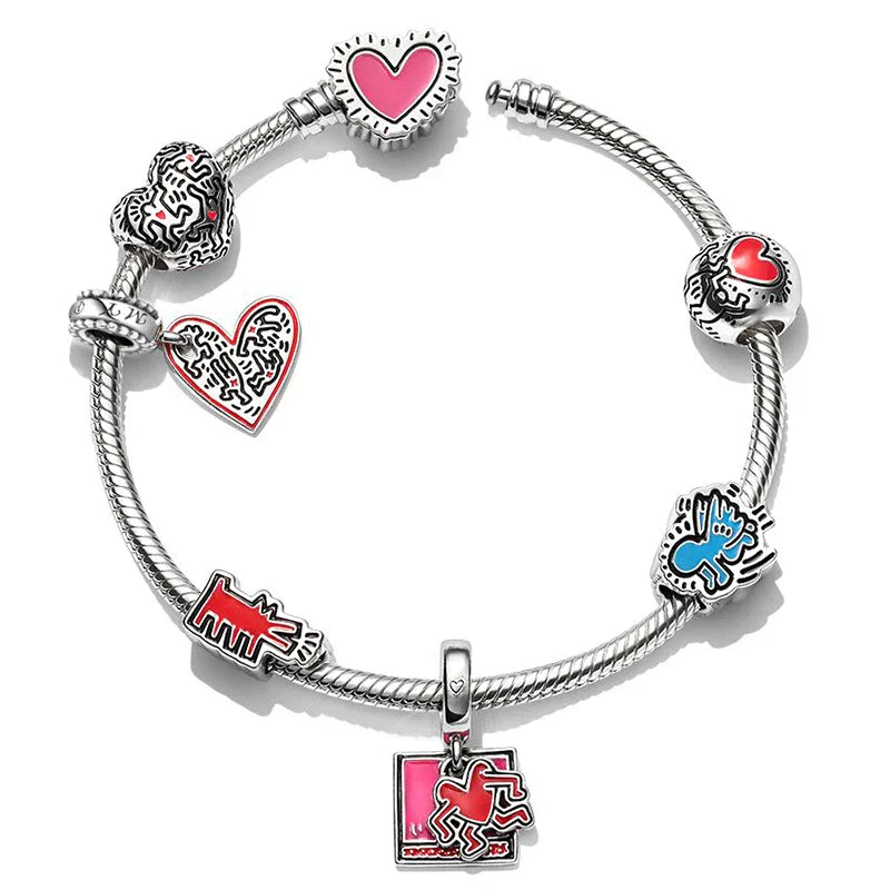 Cute Enamel Disney Princess Dress Charms Bracelet Women Colorful Glass Beads for Jewelry Making Girl Cartoon Skirt Pendants Gift