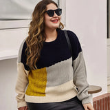 Autumn Winter Plus Size Oversized Patchwork Knitting Sweater Female Casual Loose Chic Pullover Women Elegant Fashion Y2K Jumpers