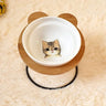 New High-end Pet Bowl Bamboo Shelf Ceramic Feeding and Drinking Bowls for Dogs and Cats Pet Feeder Accessories